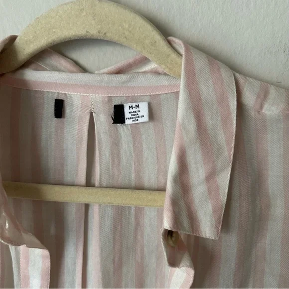 Urban Outfitters BDG Striped Button Down Blouse Pink and White M - Picture 5 of 12